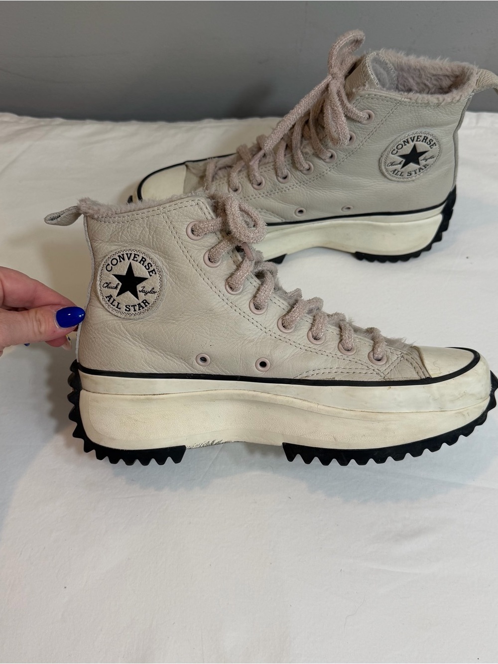 Converse Run Star Hike High 'Cozy Club' platform sneakers grey leather size 8